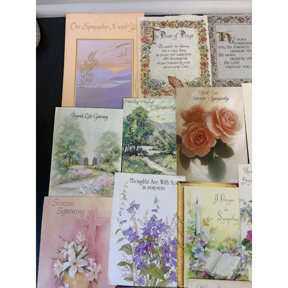 Vintage Sympathy Cards Fronts ONLY Scrapbooking Crafts Decoupage Lot of 50+